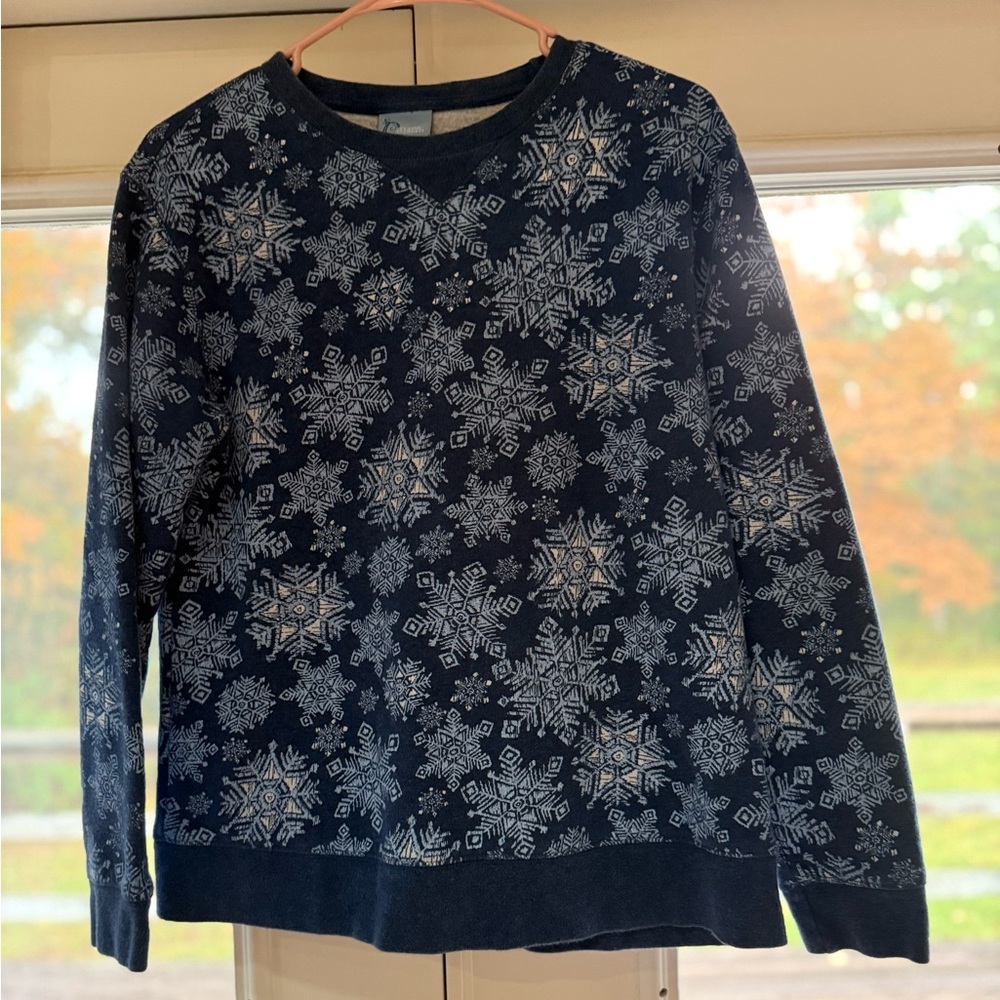 Classic Elements Women's Navy Snowflake Crewneck Sweater